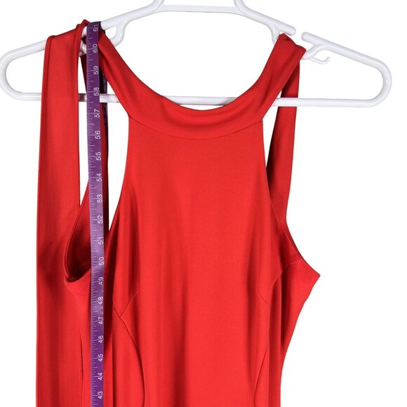 Calvin Klein Womens 8 Red Mock Neck Maxi Dress Tie Minimalist Fairy Formal Event - Picture 11 of 16